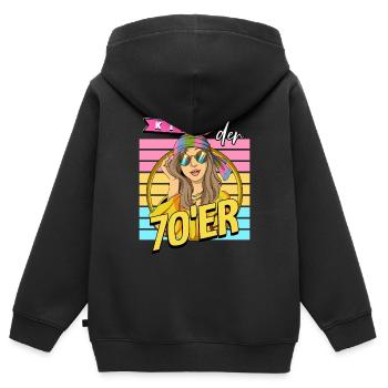 Kind der 70er Jahre Frau Kostüm - Kinder Premium Organic Zip Hoodie - Schwarz - Hinten - AI Model Kid Male (0cm)