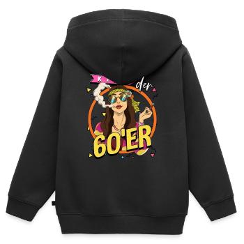 Kind der 60er Jahre Frau Kostüm - Kinder Premium Organic Zip Hoodie - Schwarz - Hinten - AI Model Kid Male (0cm)