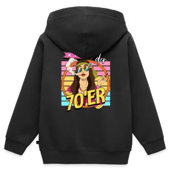 Kind der 70er Jahre Frau Kostüm - Kinder Premium Organic Zip Hoodie - Schwarz - Hinten - AI Model Kid Male (0cm)