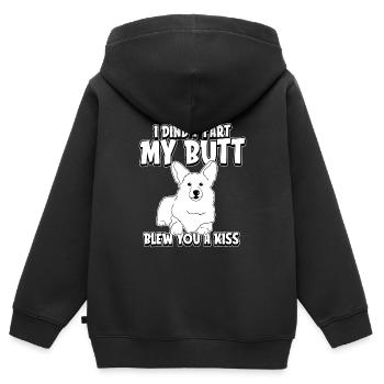 Corgi Je n’ai pas pété mes fesses t’a soufflé un baiser - Sweat Premium à capuche zippé enfant bio - noir - Dos - AI Model Kid Male (0cm)