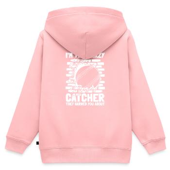 Receveur de balle molle - Sweat Premium à capuche zippé enfant bio - rose - Dos - AI Model Kid Female (0cm)