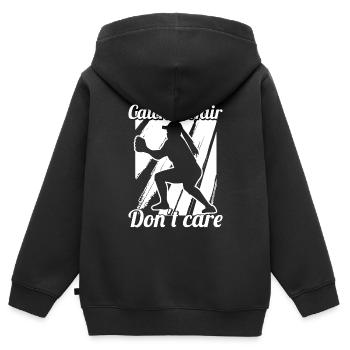 Softball Catcher Hair Don't Care - Kinder Premium Organic Zip Hoodie - Schwarz - Hinten - AI Model Kid Male (0cm)