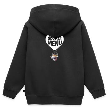 Secret Menu Deliverd By Chinese Spy Balloon - Kinder Premium Organic Zip Hoodie - Schwarz - Hinten - AI Model Kid Male (0cm)