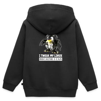 I Tweak My Linux Penguin because I Can for Linux - Kinder Premium Organic Zip Hoodie - Schwarz - Hinten - AI Model Kid Male (0cm)