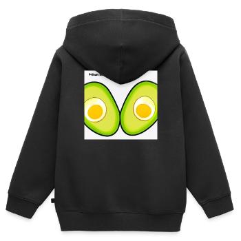 Avocado mit Ei - Kinder Premium Organic Zip Hoodie - Schwarz - Hinten - AI Model Kid Male (0cm)