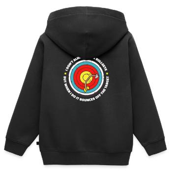 Tir à l’arc Archer Funny - Sweat Premium à capuche zippé enfant bio - noir - Dos - AI Model Kid Male (0cm)