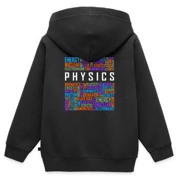 Physics - Words - Kids Premium Organic Zip-up Hoodie - black - Back - AI Model Kid Male (0cm)