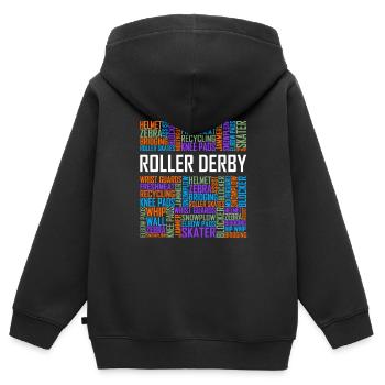 Roller Derby - Words - Kids Premium Organic Zip-up Hoodie - black - Back - AI Model Kid Male (0cm)