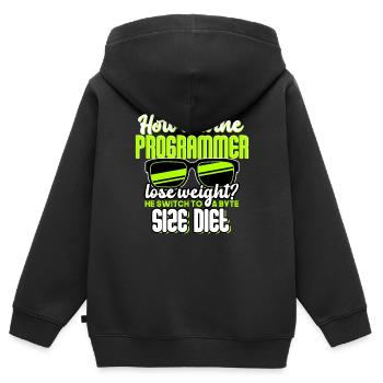 Programming - How did the programmer lose weight? - Kids Premium Organic Zip-up Hoodie - black - Back - AI Model Kid Male (0cm)
