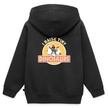 J’élève un minuscule dinosaure éleveur de coq de poulet Dino - Sweat Premium à capuche zippé enfant bio - noir - Dos - AI Model Kid Male (0cm)