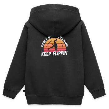 Tricking Keep Flippin Lustige Freestyle-Akrobatik - Kinder Premium Organic Zip Hoodie - Schwarz - Hinten - AI Model Kid Male (0cm)