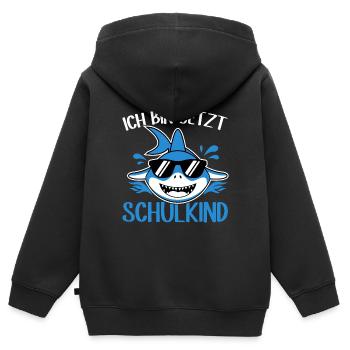 Ich Bin Jetzt Schulkind - Hai Designs Einschulung - Kinder Premium Organic Zip Hoodie - Schwarz - Hinten - AI Model Kid Male (0cm)