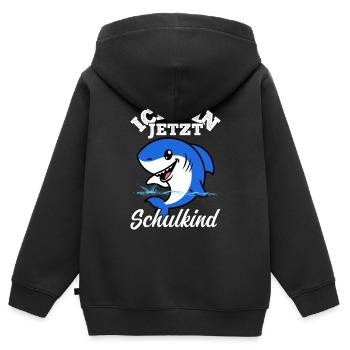Schulkind Hai Design Schule Spruch Schulstart Schu - Kinder Premium Organic Zip Hoodie - Schwarz - Hinten - AI Model Kid Male (0cm)