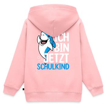 Schulkind Hai Design Schule Spruch Schulstart Schü - Kinder Premium Organic Zip Hoodie - Rosa - Hinten - AI Model Kid Female (0cm)