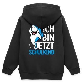 Schulkind Hai Design Schule Spruch Schulstart Schü - Kinder Premium Organic Zip Hoodie - Schwarz - Hinten - AI Model Kid Male (0cm)