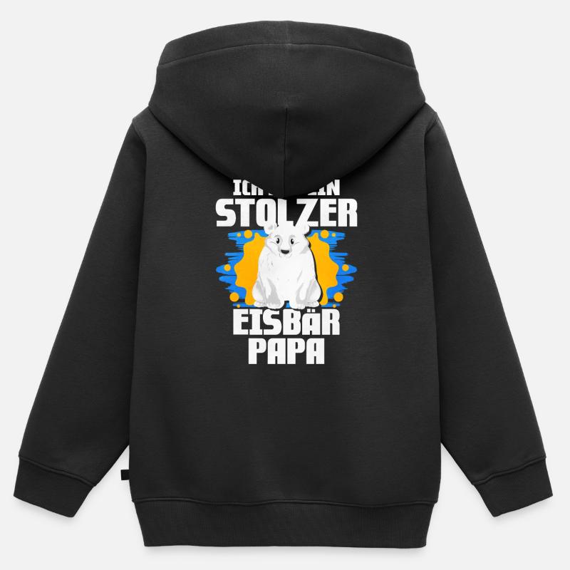Ich Bin Ein Stolzer Eisbär Papa - Kinder Premium Organic Zip Hoodie - Schwarz