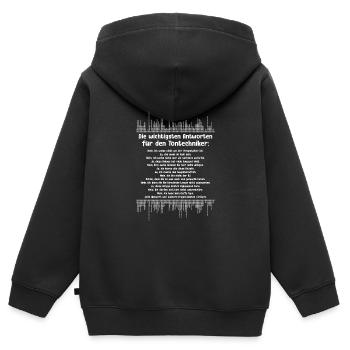 Antworten Der Tontechniker Tontechnik Schallwelle - Kinder Premium Organic Zip Hoodie - Schwarz - Hinten - AI Model Kid Male (0cm)