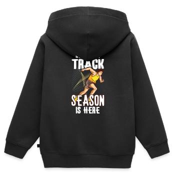 Athlétisme Athlétisme Coureurs Course Cadeau - Sweat Premium à capuche zippé enfant bio - noir - Dos - AI Model Kid Male (0cm)