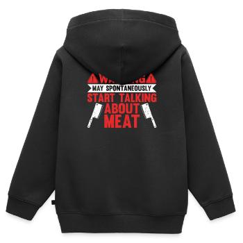 Spontaneously Start Talking About Meat Butcher - Kinder Premium Organic Zip Hoodie - Schwarz - Hinten - AI Model Kid Male (0cm)