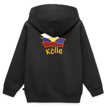 Kölle Karnevall Fastnacht mit Narrenkappe - Kinder Premium Organic Zip Hoodie - Schwarz - Hinten - AI Model Kid Male (0cm)