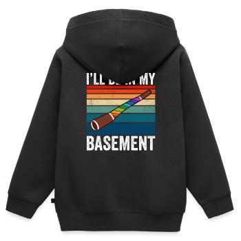 Je serai dans mon sous-sol Didgeridoo - Sweat Premium à capuche zippé enfant bio - noir - Dos - AI Model Kid Male (0cm)