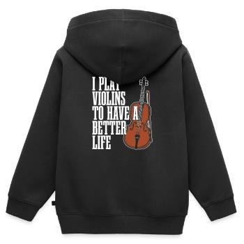 Violon Violon - Sweat Premium à capuche zippé enfant bio - noir - Dos - AI Model Kid Male (0cm)