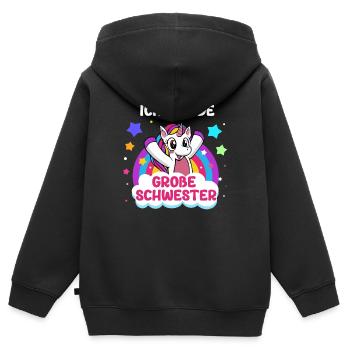Einzelkind Tochter Ich Werde Große Schwester - Kinder Premium Organic Zip Hoodie - Schwarz - Hinten - AI Model Kid Male (0cm)