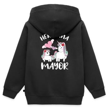 Niñas Dulce Unicornio Chica Futura Hermana Mayor - Kinder Premium Organic Zip Hoodie - Schwarz - Hinten - AI Model Kid Male (0cm)