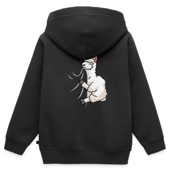 Biting Llama - Kids Premium Organic Zip-up Hoodie - black - Back - AI Model Kid Male (0cm)