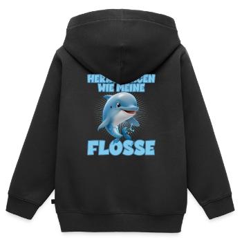Herausragen wie meine Flosse für einen - Kinder Premium Organic Zip Hoodie - Schwarz - Hinten - AI Model Kid Male (0cm)