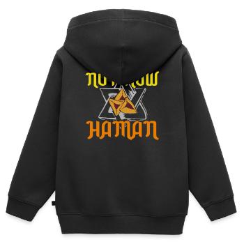 Pas maintenant Haman Pourim Judaïsme - Sweat Premium à capuche zippé enfant bio - noir - Dos - AI Model Kid Male (0cm)