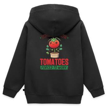 Tomate plante, née pour faire pousser des tomates, drôle - Sweat Premium à capuche zippé enfant bio - noir - Dos - AI Model Kid Male (0cm)