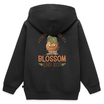 Tomate Plant Blossom End Red Quote, drôle de tomate - Sweat Premium à capuche zippé enfant bio - noir - Dos - AI Model Kid Male (0cm)