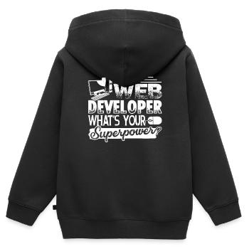Web Developer Web Developer Superpower - Kids Premium Organic Zip-up Hoodie - black - Back - AI Model Kid Male (0cm)
