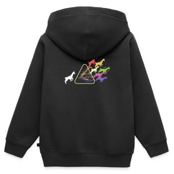 Lama Prism Rainbow Light Physique Drôle - Sweat Premium à capuche zippé enfant bio - noir - Dos - AI Model Kid Male (0cm)