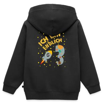 Endlich 3 Jahre Rakete Junge 3. Geburtstag Idee - Kinder Premium Organic Zip Hoodie - Schwarz - Hinten - AI Model Kid Male (0cm)
