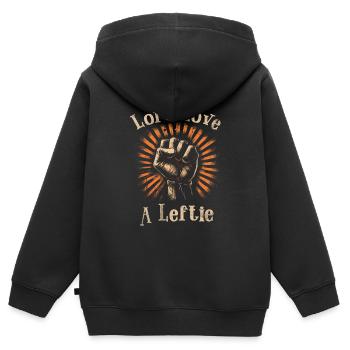 Gaucher gaucher gaucher gaucher copain - Sweat Premium à capuche zippé enfant bio - noir - Dos - AI Model Kid Male (0cm)