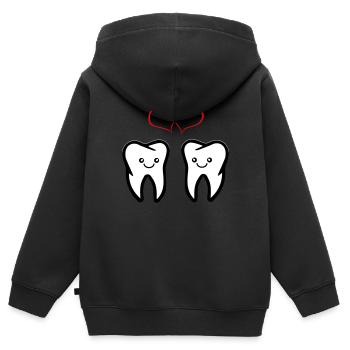 zähne verliebt - Kinder Premium Organic Zip Hoodie - Schwarz - Hinten - AI Model Kid Male (0cm)