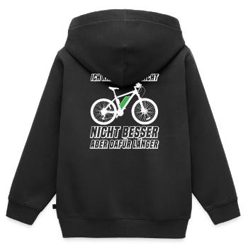 Lustige Fahrradfahrer E-Bike Sprüche Geschenk - Kinder Premium Organic Zip Hoodie - Schwarz - Hinten - AI Model Kid Male (0cm)