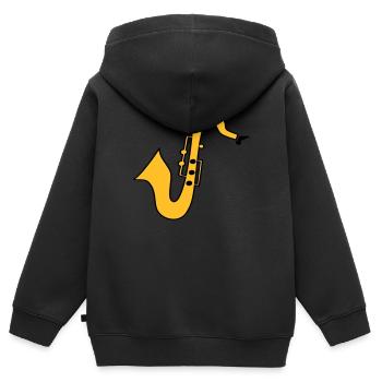 Saxofon - Kinder Premium Organic Zip Hoodie - Schwarz - Hinten - AI Model Kid Male (0cm)