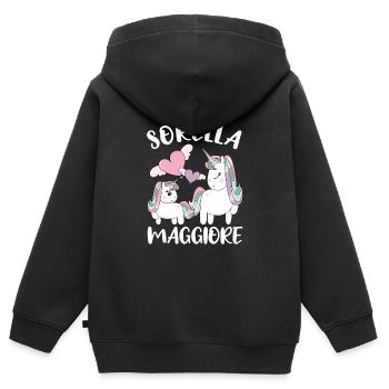 Sorella Maggiore Unicorno Annuncio Gravidanza - Kinder Premium Organic Zip Hoodie - Schwarz - Hinten - AI Model Kid Male (0cm)