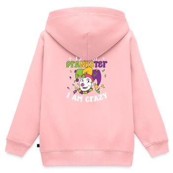 Lustig, ich bin kein Witzbold Ich bin verrückt - Kinder Premium Organic Zip Hoodie - Rosa - Hinten - AI Model Kid Female (0cm)