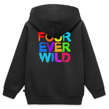 Fourever Wild Geburtstag 4 Jahre Mädchen Junge - Kinder Premium Organic Zip Hoodie - Schwarz - Hinten - AI Model Kid Male (0cm)