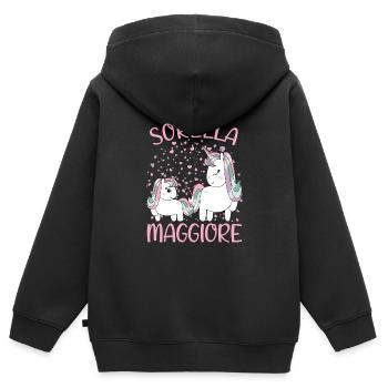 Sorella Maggiore Unicorno Annuncio Gravidanza - Kinder Premium Organic Zip Hoodie - Schwarz - Hinten - AI Model Kid Male (0cm)