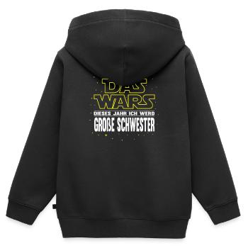 Das Wars Einzelkind Große Schwester Sterne - Kinder Premium Organic Zip Hoodie - Schwarz - Hinten - AI Model Kid Male (0cm)