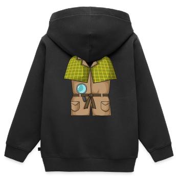 Detektiv-Kostüm - Kinder Premium Organic Zip Hoodie - Schwarz - Hinten - AI Model Kid Male (0cm)