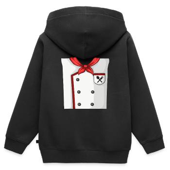Koch-Kostüm - Kinder Premium Organic Zip Hoodie - Schwarz - Hinten - AI Model Kid Male (0cm)