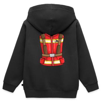 Feuerwehrmann Kostüm - Kinder Premium Organic Zip Hoodie - Schwarz - Hinten - AI Model Kid Male (0cm)