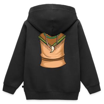 Indianer-Kostüm - Kinder Premium Organic Zip Hoodie - Schwarz - Hinten - AI Model Kid Male (0cm)