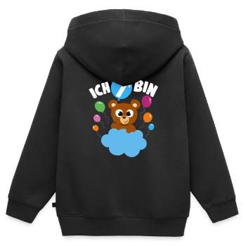 Teddybär Geburtstagshirt 7 Jahre Mädchen Geschenk - Kinder Premium Organic Zip Hoodie - Schwarz - Hinten - AI Model Kid Male (0cm)